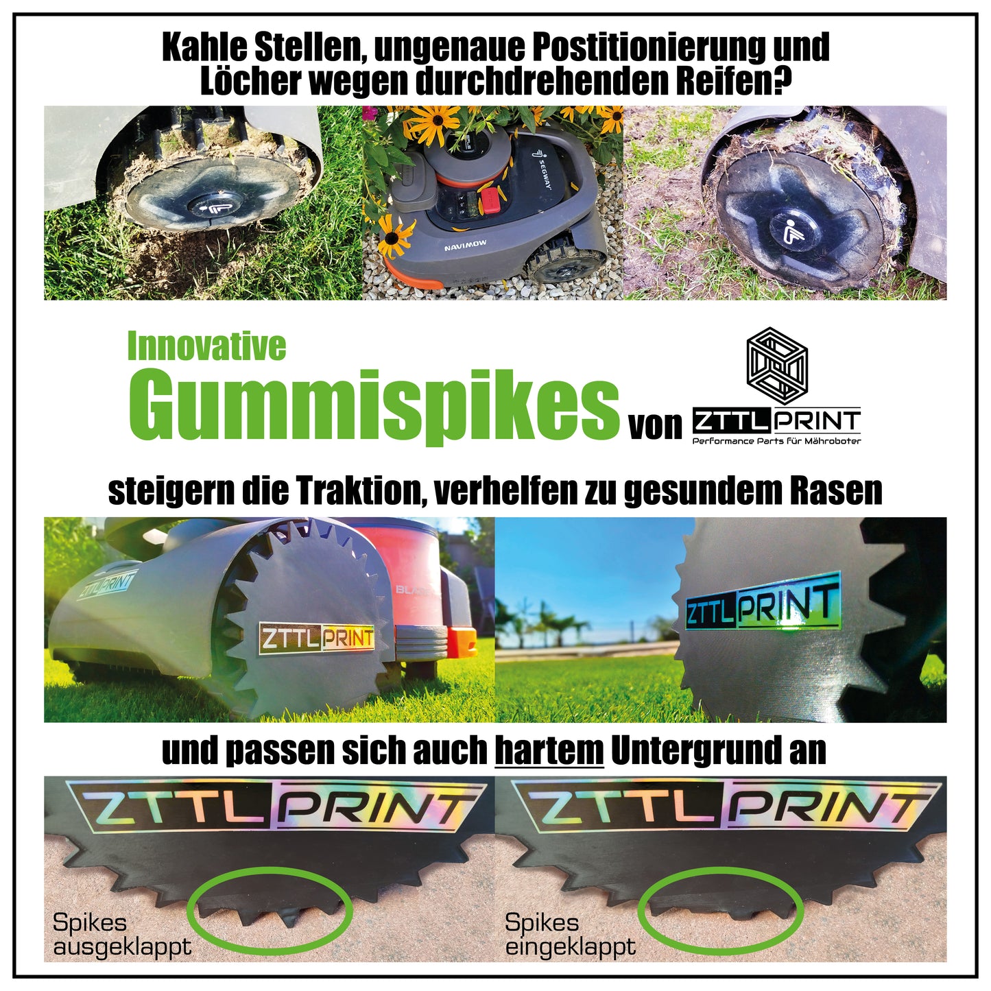 Segway Navimow H-Serie Mähroboter Gummispikes MK1